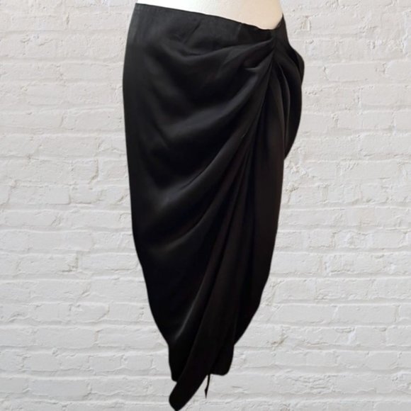 Shein Curve Black side slit skirt with back zipper gathered slinky material 0X - Picture 1 of 13